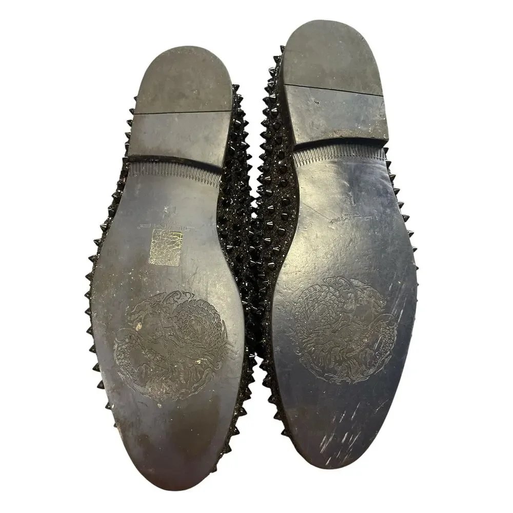 Jump New York Luxor Loafers-Men Sz 12-Glitter Pointed Black Spikes